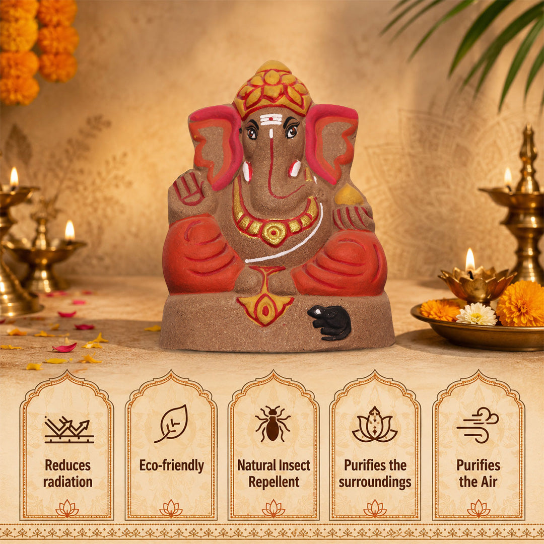 Ganapati Idol - Dark Orange