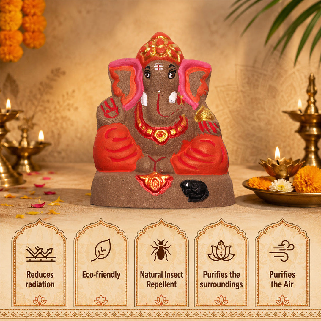 Ganapati Idol - Dark Red