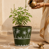 Gowardhan Flower Pot(Dark Leaf Green)