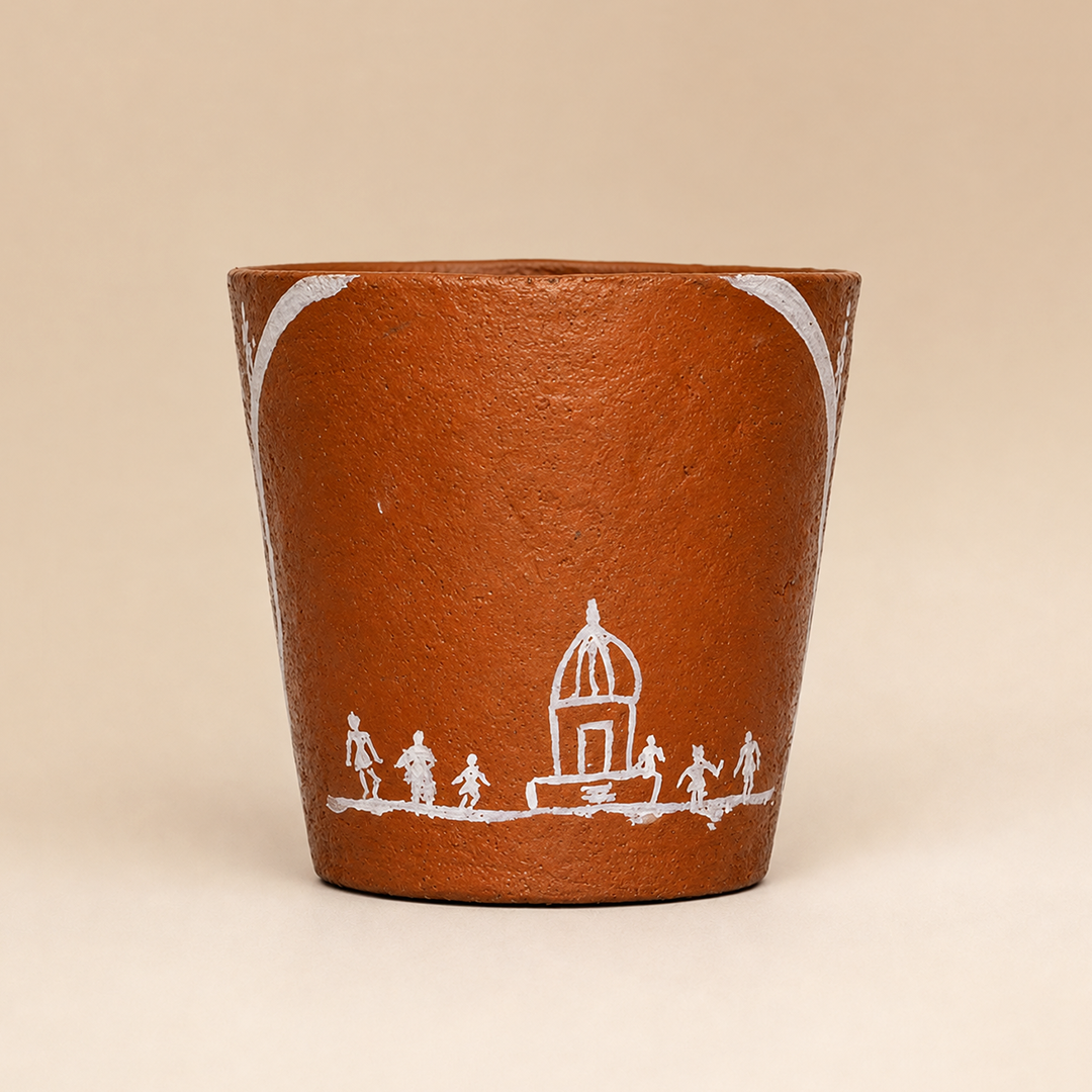 Gowardhan Flower Pot(Orange)