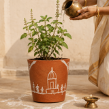 Gowardhan Flower Pot(Orange)