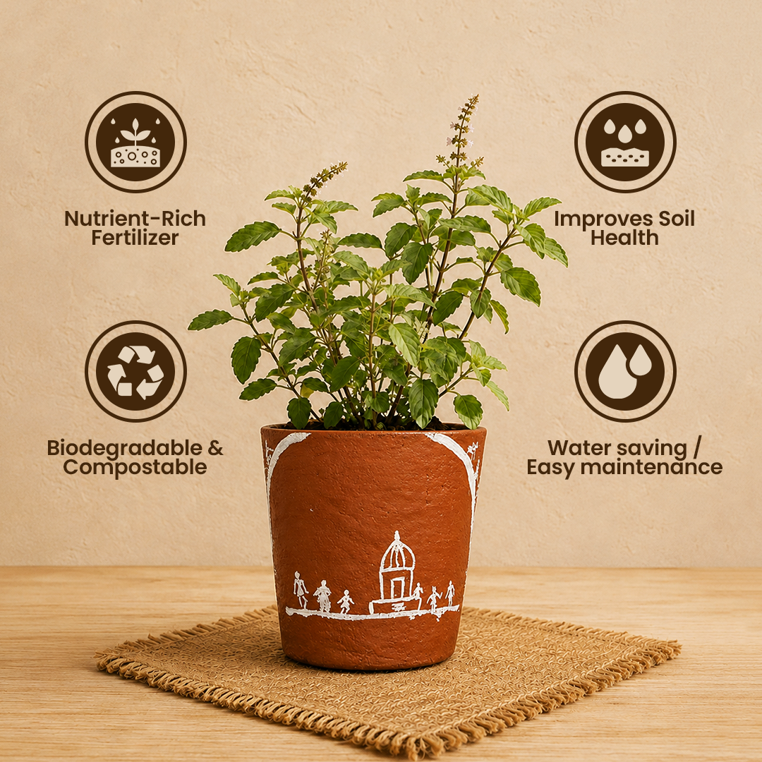 Gowardhan Flower Pot(Orange)