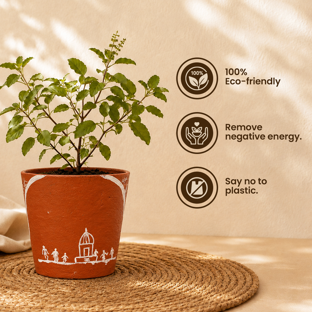 Gowardhan Flower Pot(Orange)